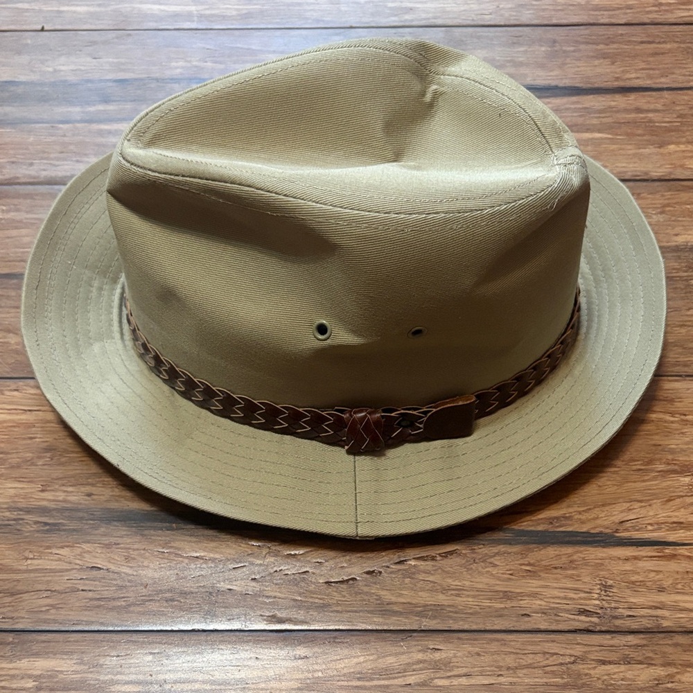 Vintage Fedora Men’s Safari Sun Hat New With Tags Dark Khaki Union & USA Made
